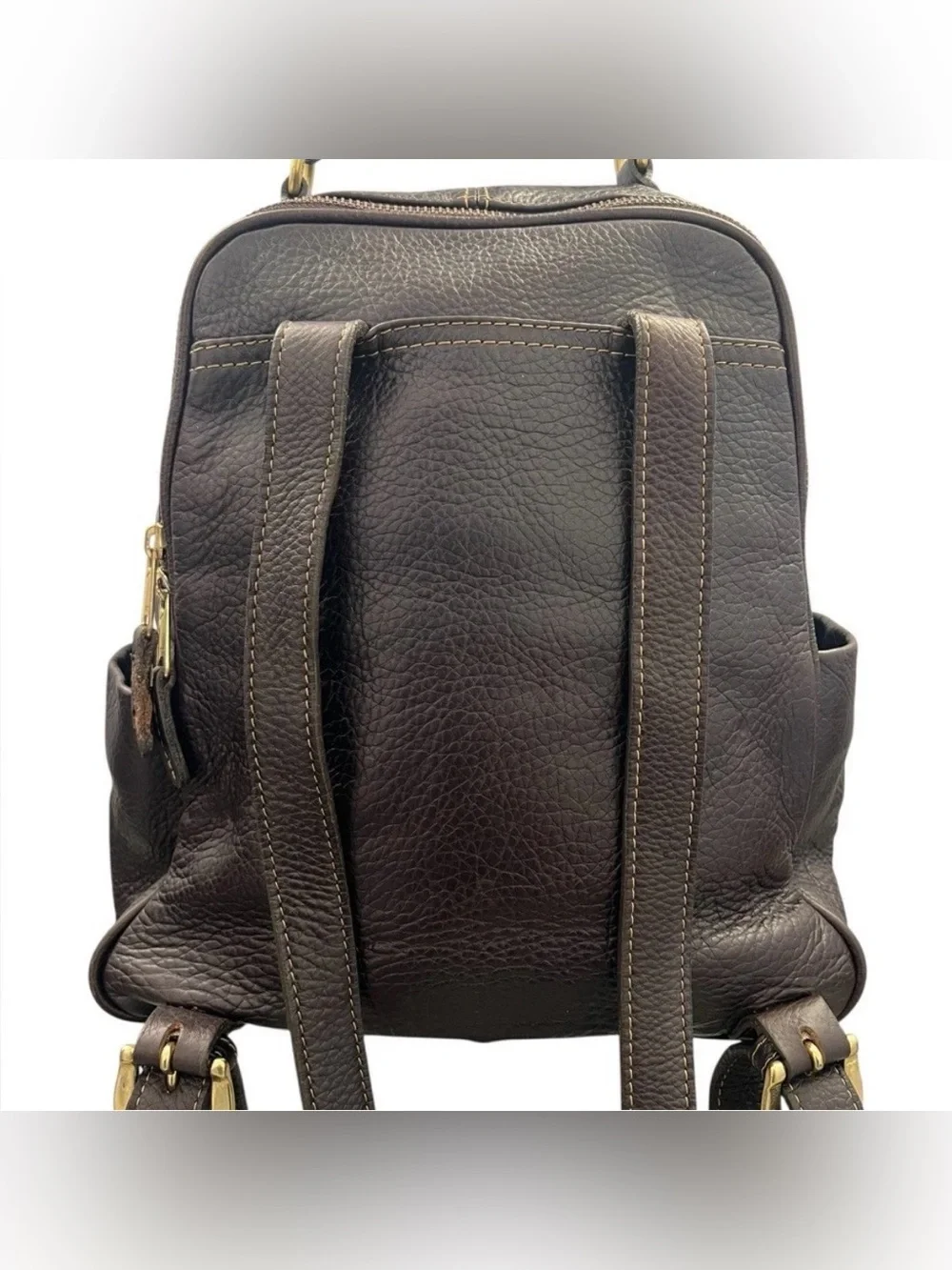 King Ranch Classic Dark Brown Leather 2 Compartments Adjustable Straps Backpack